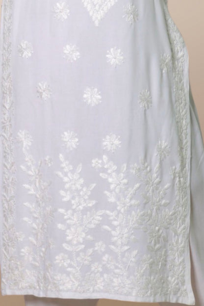 Hand Embroidered Lucknowi Chikankari Kurta White