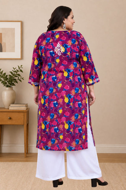 chikankari kurta women ethnic embroidered lucknowi chikan kurti daily wear girls handcrafted cotton fabric casual summer comfortable regular straight fit lakhnavi chicken ladies