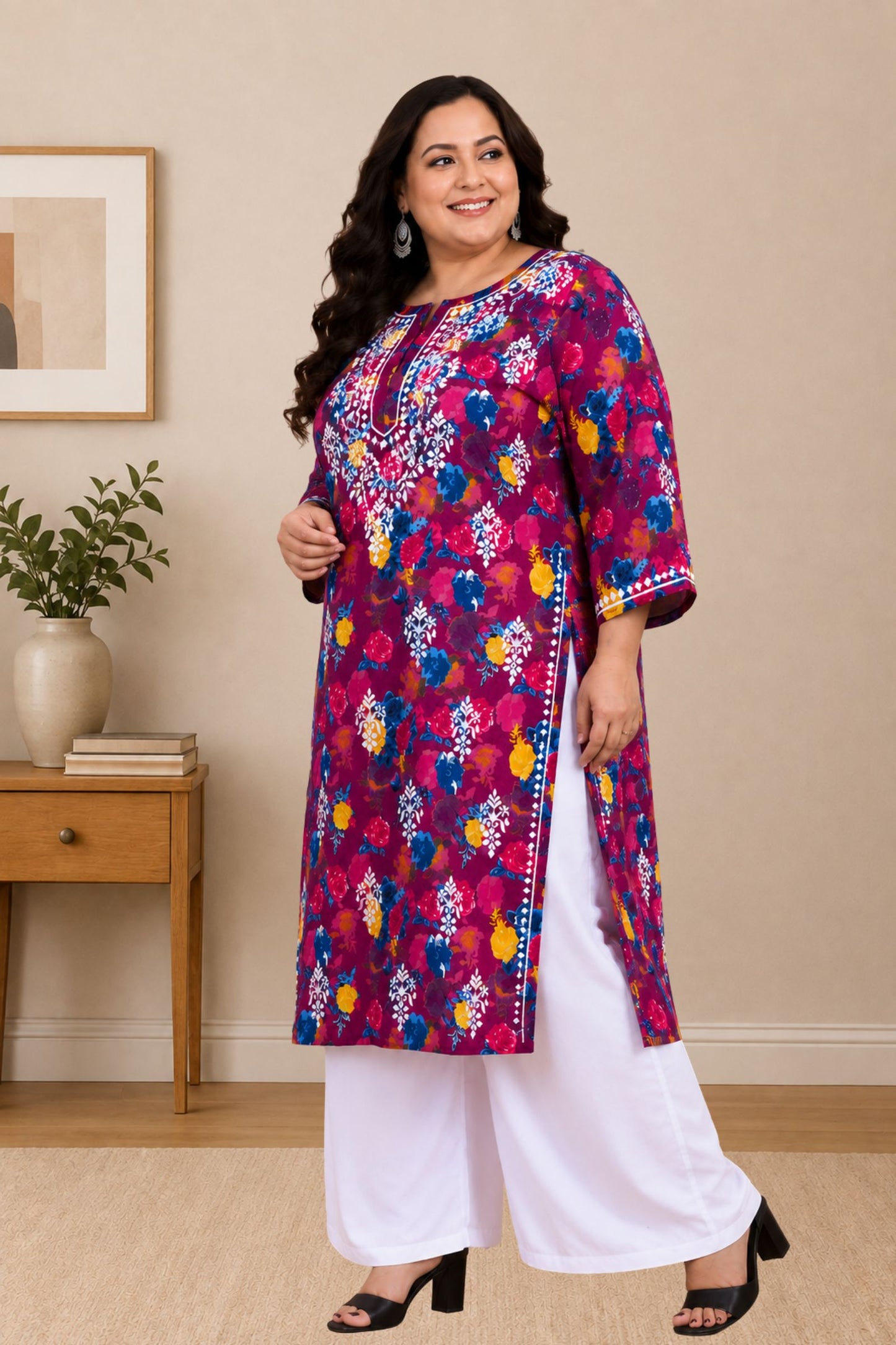 chikankari kurta women ethnic embroidered lucknowi chikan kurti daily wear girls handcrafted cotton fabric casual summer comfortable regular straight fit lakhnavi chicken ladies