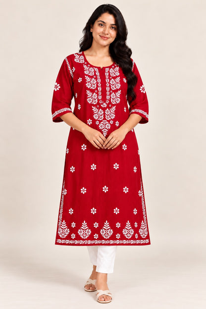Chikankari Kurta for Women, Rayon Chikankari Kurti, Hand Embroidered Kurta, Plus Size Kurta for Women, 8XL 9XL 10XL 11XL 12XL Kurta, Big Size Kurti, Women’s Ethnic Wear, Traditional Indian Kurta, Plus Size Ethnic Wear, Ladies Rayon Kurti