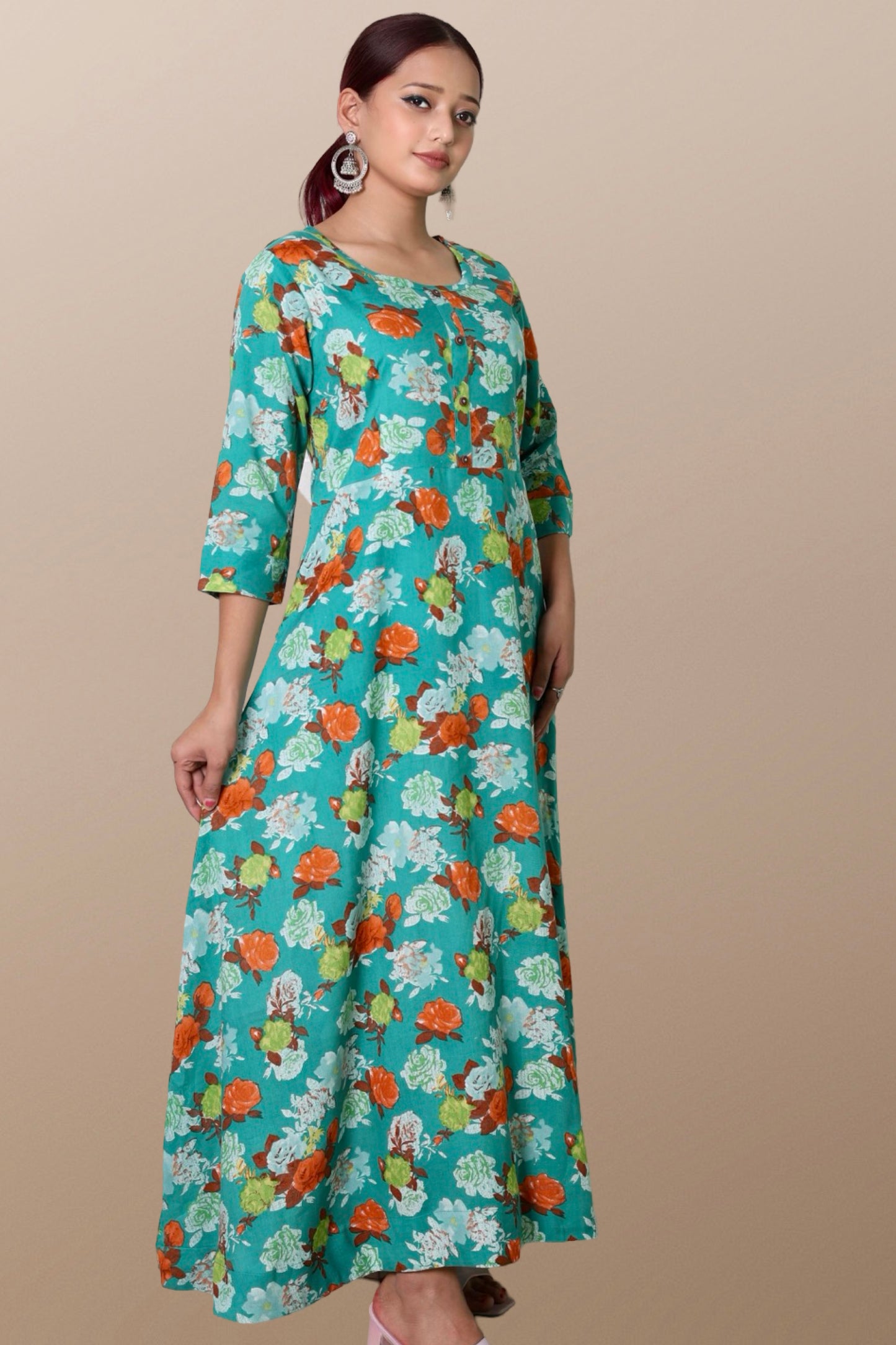 Plus size gown women plussize dress 3XL 4XL 5XL 6XL 7XL 8XL 9XL 10XL 11xl 12xl 13xl 14xl 15xl floral printed rayon maxi flared curvy women flowy long ladies frock style A-line dress indowestern ethnic stylish western