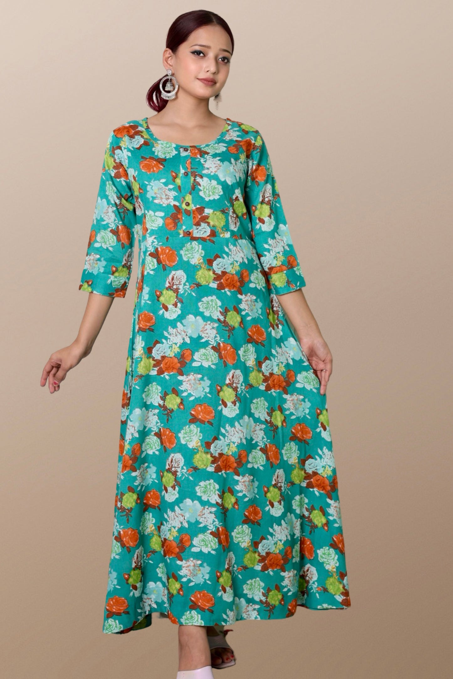 Plus size gown women plussize dress 3XL 4XL 5XL 6XL 7XL 8XL 9XL 10XL 11xl 12xl 13xl 14xl 15xl floral printed rayon maxi flared curvy women flowy long ladies frock style A-line dress indowestern ethnic stylish western