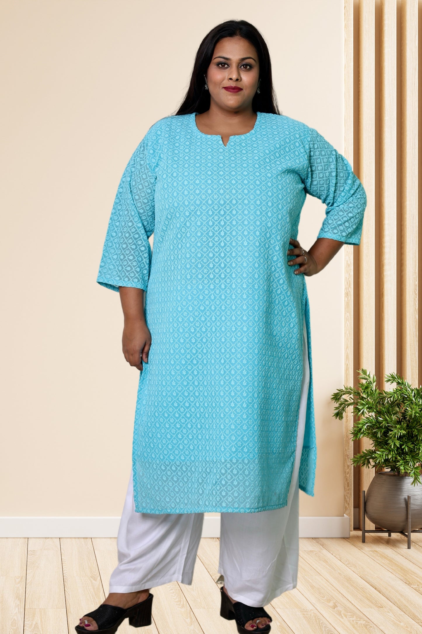 plus size chikan kurta women ethnic wear kurti daily curvy comfortable regular 52in 54in 56in 58in 5xl 6xl 7xl 8xl lucknowi kurty slip