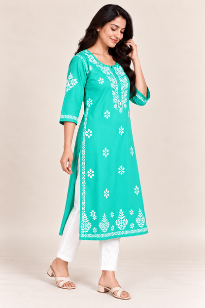Chikankari Kurta for Women, Rayon Chikankari Kurti, Hand Embroidered Kurta, Plus Size Kurta for Women, 8XL 9XL 10XL 11XL 12XL Kurta, Big Size Kurti, Women’s Ethnic Wear, Traditional Indian Kurta, Plus Size Ethnic Wear, Ladies Rayon Kurti