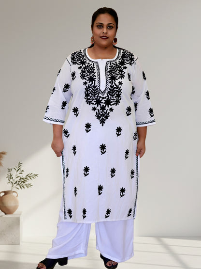 plus size kurti for women, cotton chikankari kurti, plus size chikan kurti, chikankari kurta for women, plus size cotton kurta, embroidered kurti for women, ladies kurti 3XL to 8XL, plus size ethnic wear, cotton chikan kurta, traditional embroidered kurti, plus size Indian wear, women's cotton kurti, chikan embroidery kurta, plus size ethnic kurti, comfortable cotton kurti
