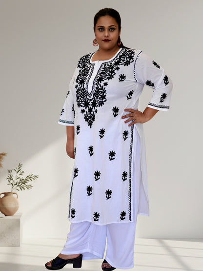 plus size kurti for women, cotton chikankari kurti, plus size chikan kurti, chikankari kurta for women, plus size cotton kurta, embroidered kurti for women, ladies kurti 3XL to 8XL, plus size ethnic wear, cotton chikan kurta, traditional embroidered kurti, plus size Indian wear, women's cotton kurti, chikan embroidery kurta, plus size ethnic kurti, comfortable cotton kurti