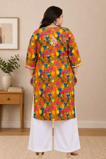 chikankari kurta women ethnic embroidered lucknowi chikan kurti daily wear girls handcrafted cotton fabric casual summer comfortable regular straight fit lakhnavi chicken ladies
